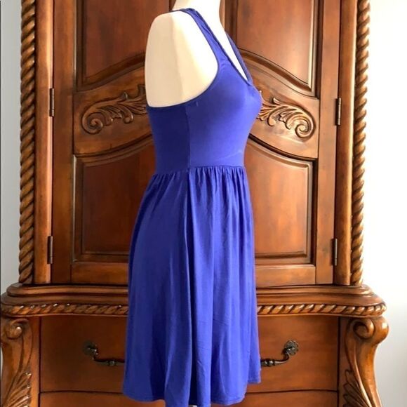 Royal Blue cotton knit racer back dress- Size S - Picture 3 of 4